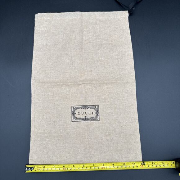 Gucci Dust Bag Beige Canvas Protector Cover Drawstring for Shoes Handbag 17”x12” - Picture 4 of 5